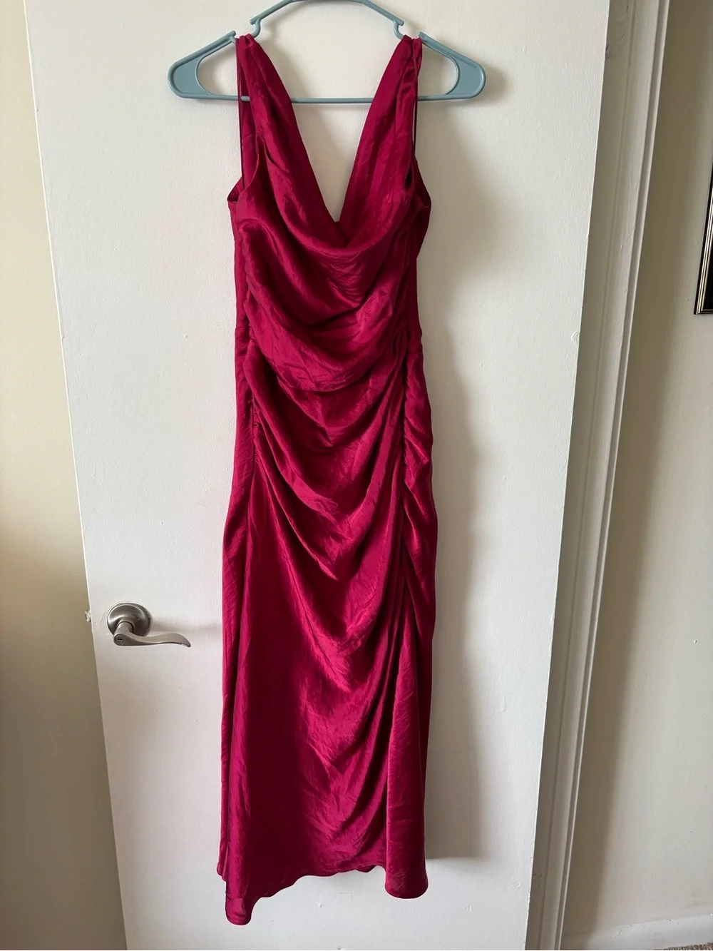 Abercrombie & Fitch Deep Pink Draped V-Neck Maxi Dress